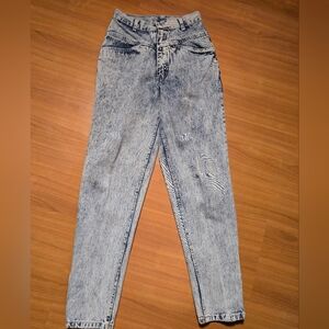 Cristina Vintage 80s-90s Zip Ankle Blue Acid Wash High Waist Jeans 25" Waist